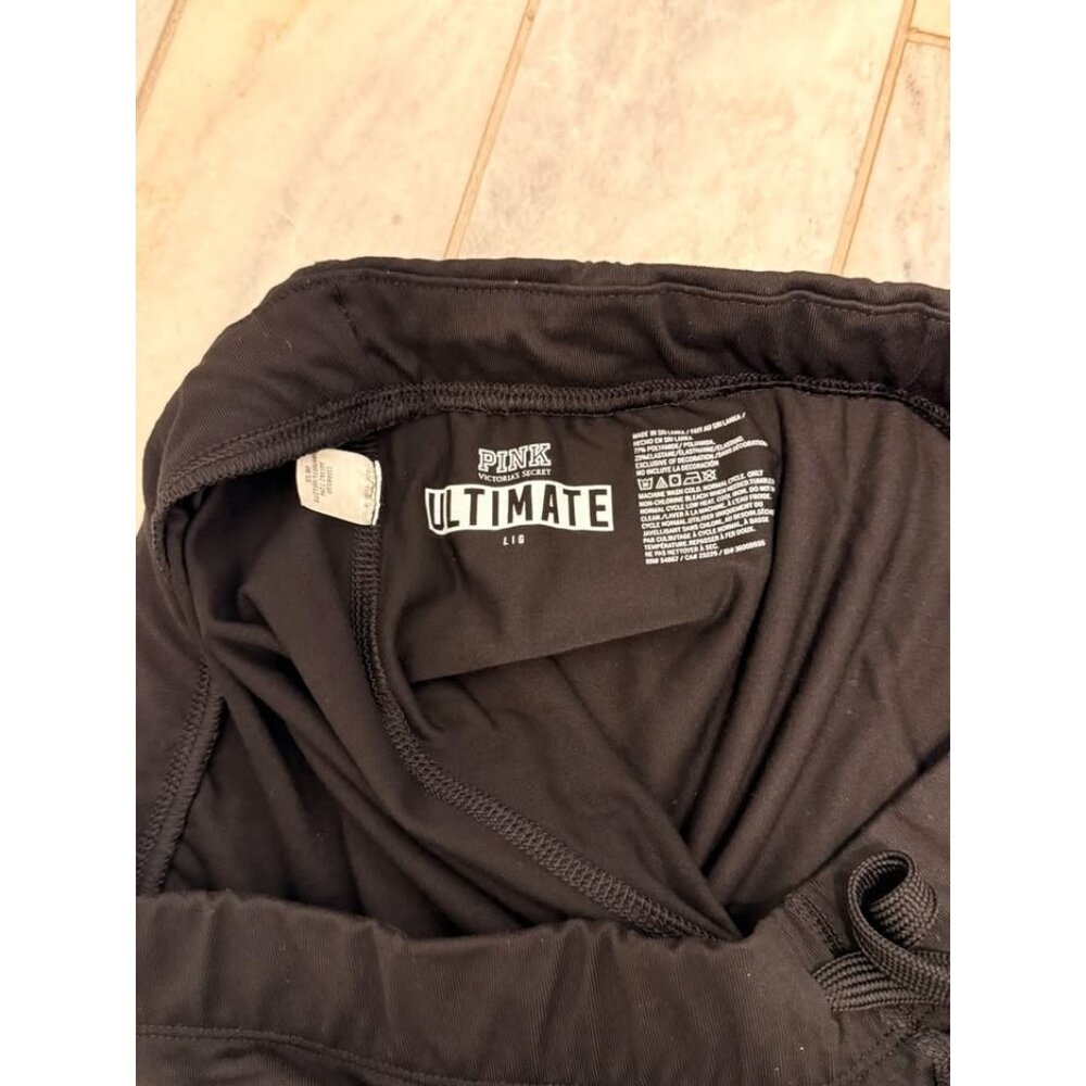 NEW PINK Victoria's Secret women's large black ULTIMATE jogger sweatpants - Picture 3 of 7